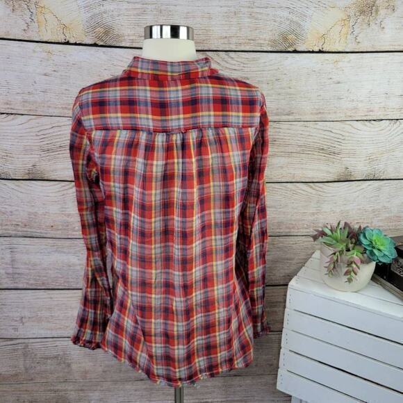 Anthropologie Paper Boy Women’s Plaid Button Down Red Yellow Size Small - Picture 3 of 5